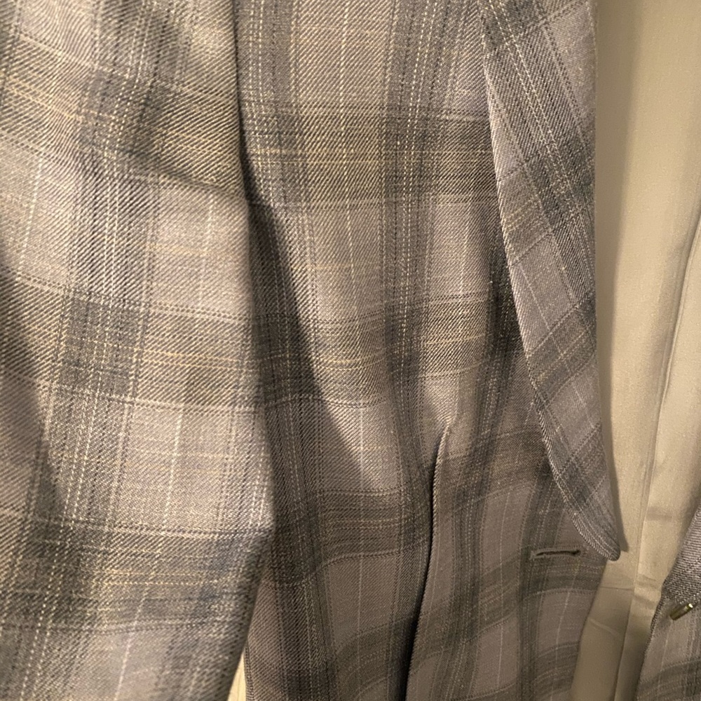 Giorgio Armani Baby Blue Plaid Blazer - Picture 2 of 3